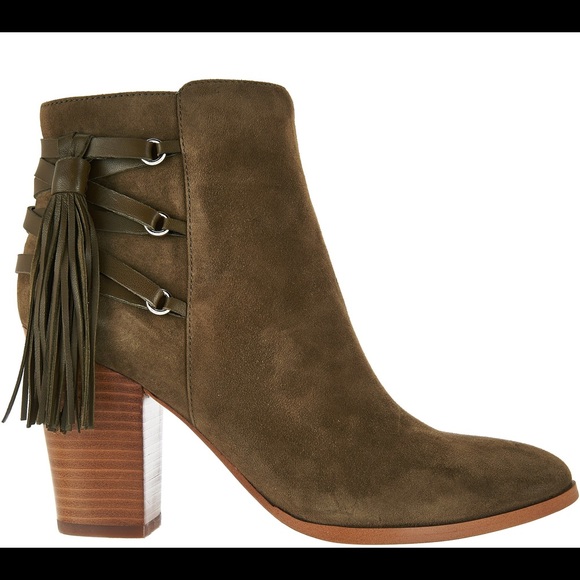 Marc Fisher Shoes - Marc Fisher Kava Suede Fringe Ankle Boots - Olive